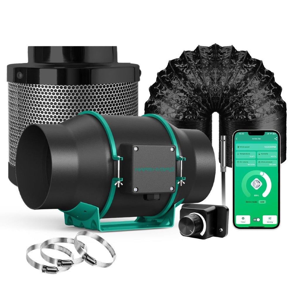 Mars Hydro iFresh 6-Inch Smart Inline Duct Fan and Carbon Filter Combo