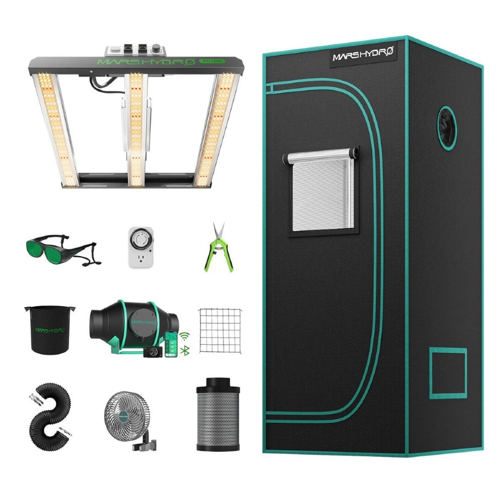 Mars Hydro FC 1500 Evo + 2'x2' Complete Indoor Grow Tent Kit with 4" iFresh Fan Kit